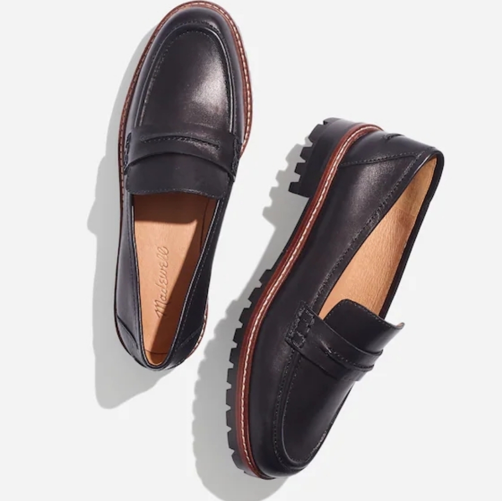 Madewell Black 90's Style Corinne Lug Sole Chunky Loafer Style NE526 - 7.5